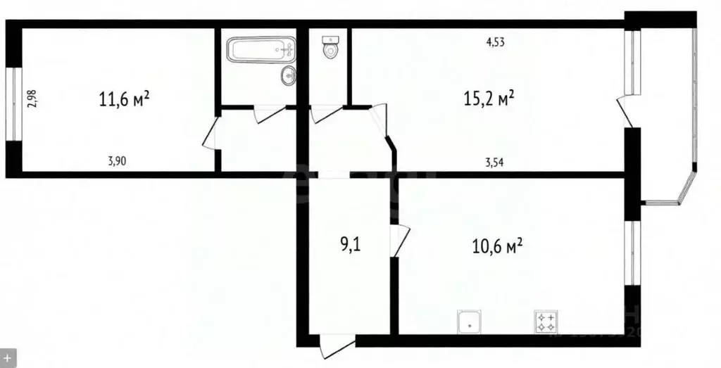 2-к кв. Ярославская область, Ярославль ул. 1-я Шоссейная, 32 (52.3 м) - Фото 2
