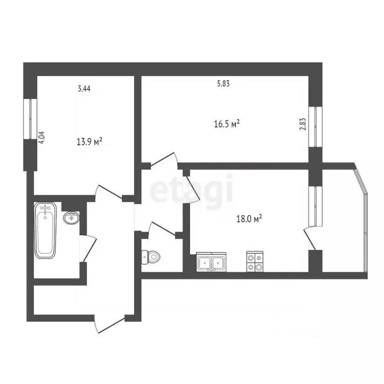 2-к кв. Ханты-Мансийский АО, Сургут ул. Ивана Захарова, 10 (62.9 м) - Фото 1