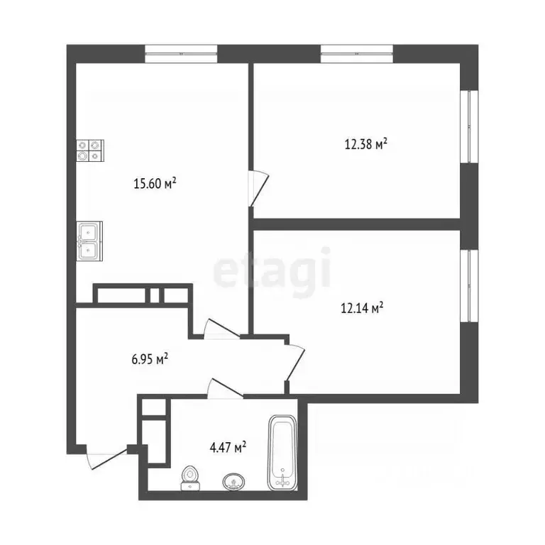 2-к кв. Тюменская область, Тюмень ул. Фармана Салманова, 15 (50.7 м) - Фото 1