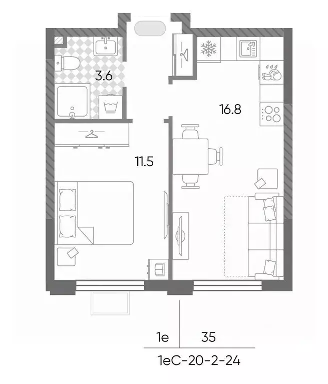 1-к кв. Москва Производственная ул., 12к1 (35.0 м) - Фото 2