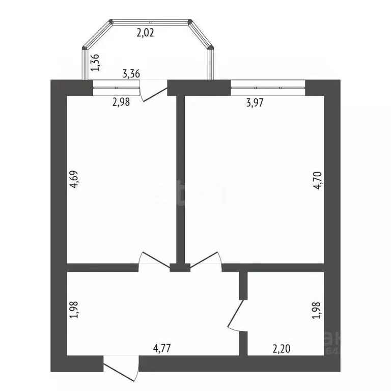 1-к кв. Амурская область, Благовещенск Пионерская ул., 2 (46.5 м) - Фото 1
