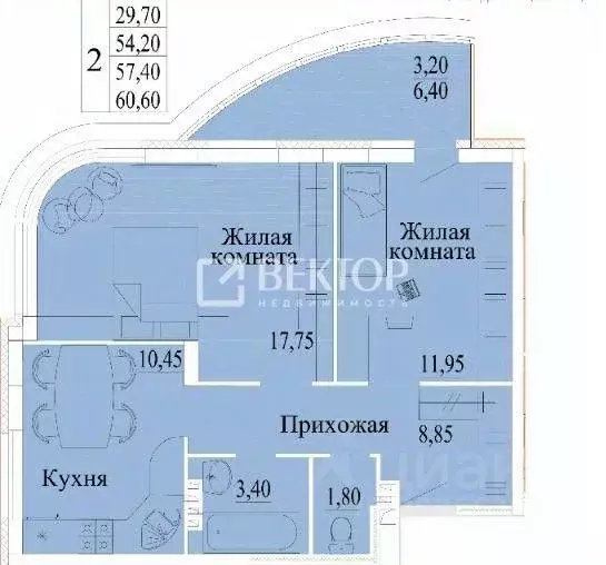2-к кв. Ивановская область, Иваново Самоцветы мкр, 4 (60.6 м) - Фото 2
