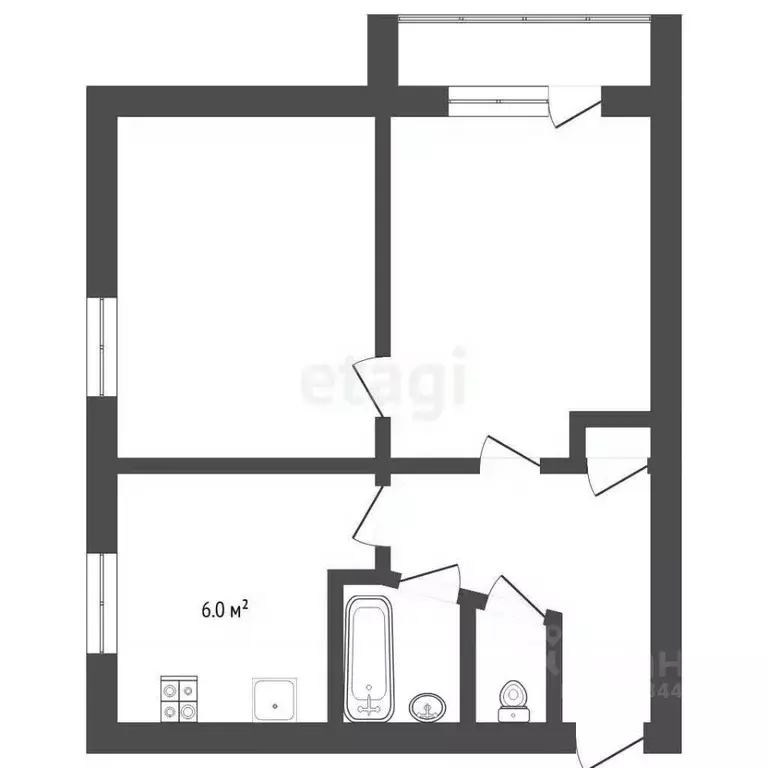 2-к кв. Тюменская область, Тюмень Волгоградская ул., 105 (40.6 м) - Фото 2