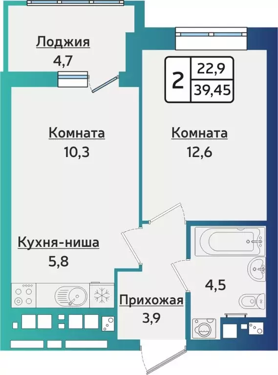 2-к кв. Удмуртия, Ижевск ул. 40 лет Победы, 121 (39.4 м) - Фото 0