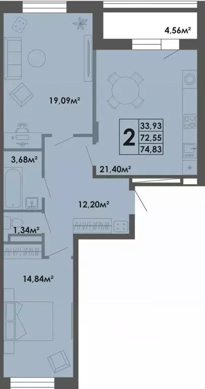 2-к кв. Саха (Якутия), Якутск ул. Богатырева, 9 (74.83 м) - Фото 1