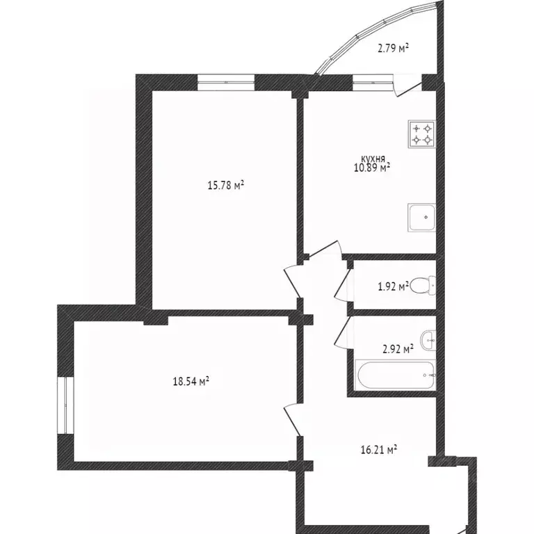 2-к кв. Воронежская область, Воронеж ул. Шукшина, 21 (70.1 м) - Фото 1