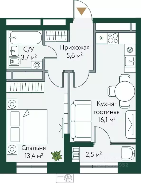1-к кв. Волгоградская область, Волгоград Новосибирская ул., 74с1 ... - Фото 0