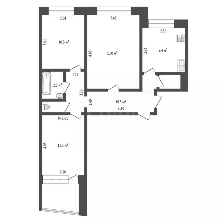 3-к кв. Владимирская область, Ковров Рабочая ул., 35 (64.8 м) - Фото 2
