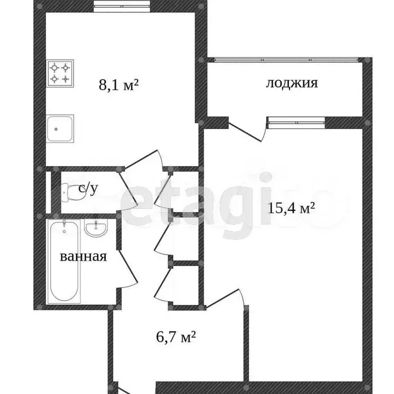 1-к. квартира, 34,7 м, 8/9 эт. - Фото 0