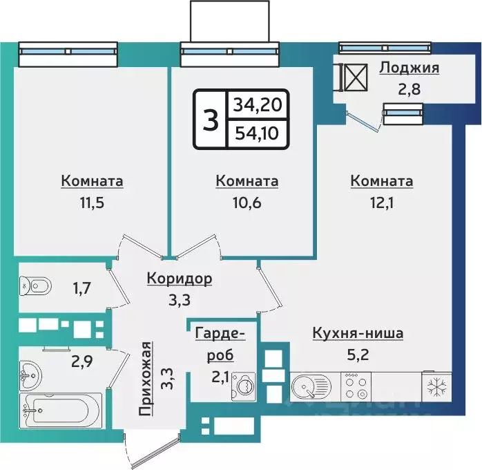3-к кв. Удмуртия, Ижевск Аэропорт жилрайон, Артнова жилой комплекс ... - Фото 1