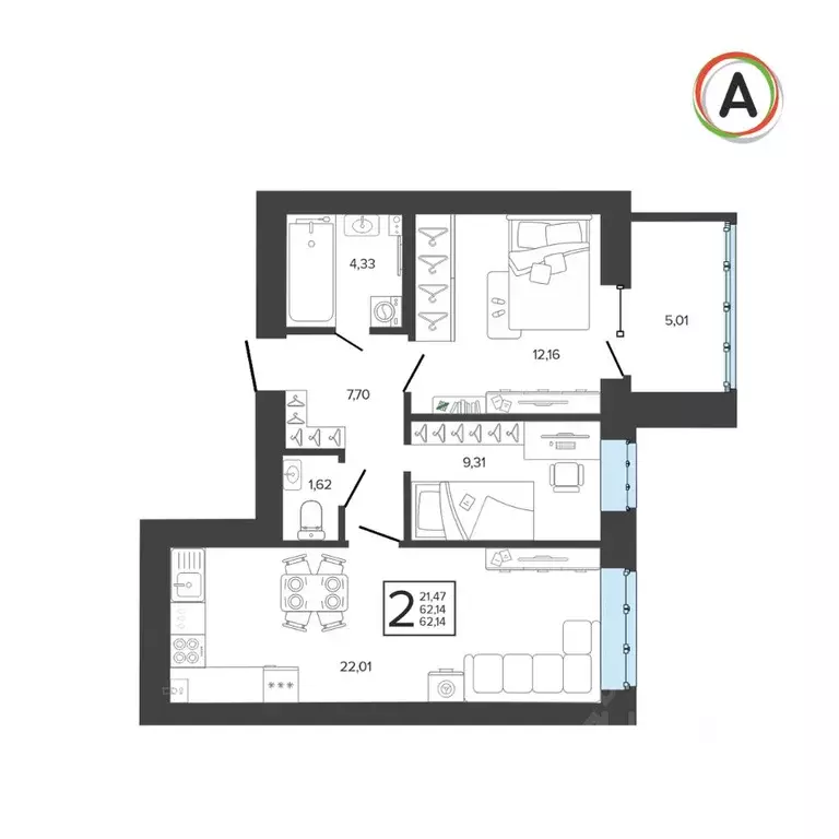 2-к кв. Брянская область, Брянск Советская ул., 122 (62.14 м) - Фото 0