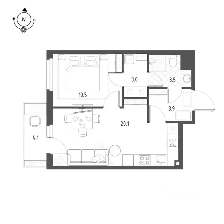 1-к кв. Санкт-Петербург ш. Суздальское, 22к3 (42.2 м) - Фото 0