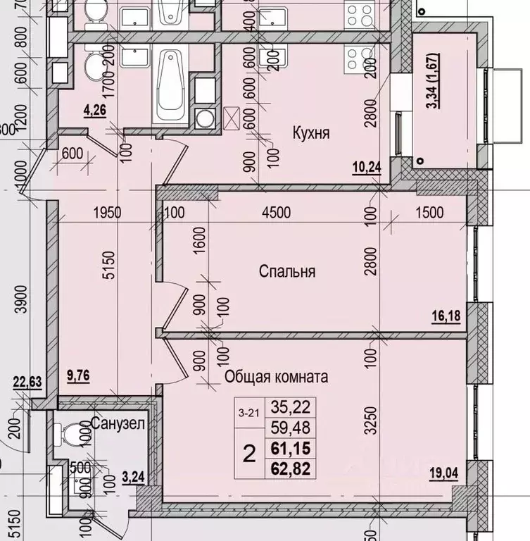2-к кв. Саха (Якутия), Якутск ул. Чкалова, 47 (61.15 м) - Фото 0