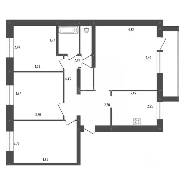 4-к кв. Амурская область, Белогорск ул. Луценко, 8 (75.5 м) - Фото 2