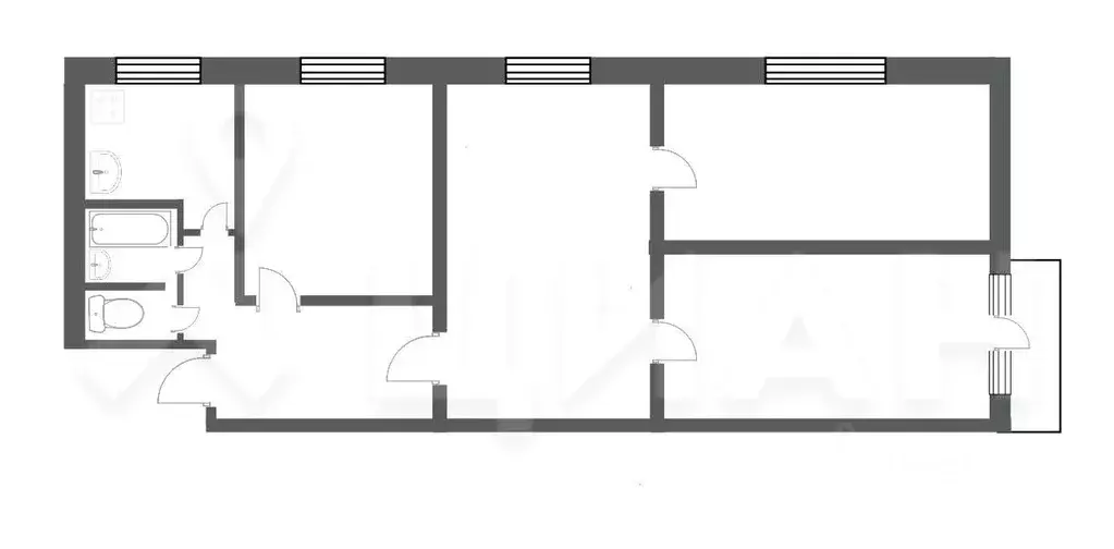 4-к кв. Омская область, Омск Мельничная ул., 122 (62.2 м) - Фото 2