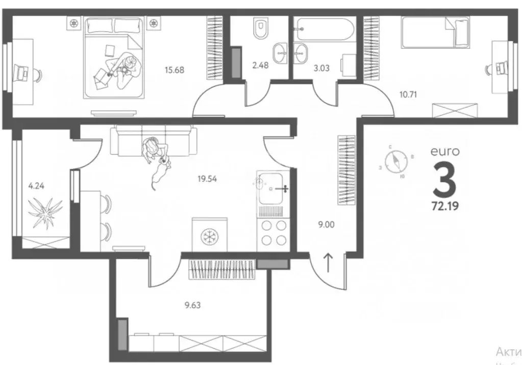 3-к кв. Липецкая область, Липецк ул. Перова, 2Д (72.19 м) - Фото 2