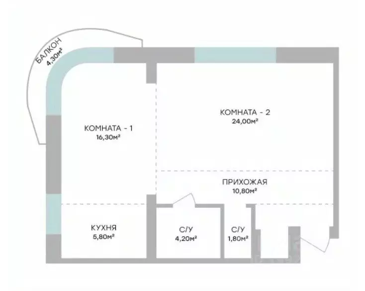 2-к кв. Алтайский край, Барнаул Пролетарская ул. (64.2 м) - Фото 1