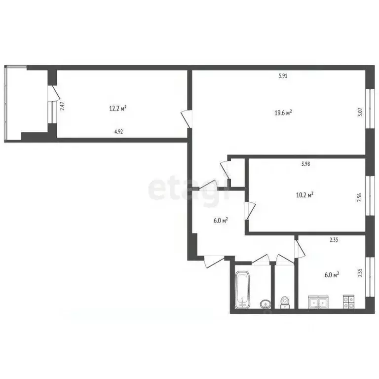 3-к кв. Татарстан, Набережные Челны 7-й комплекс, бул. 60-летия ... - Фото 1