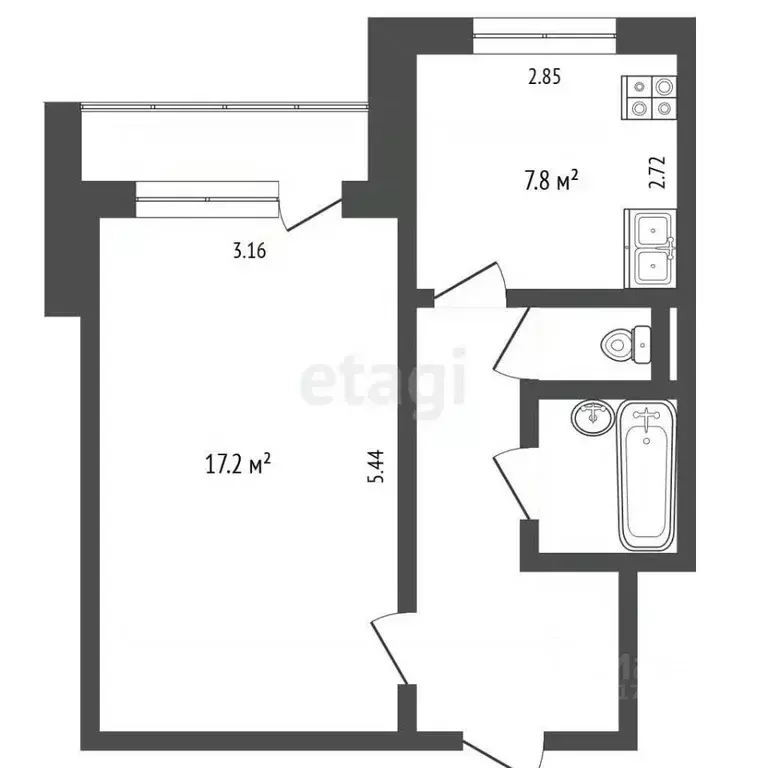 1-к кв. Ямало-Ненецкий АО, Новый Уренгой Сибирская ул., 35 (37.2 м) - Фото 2