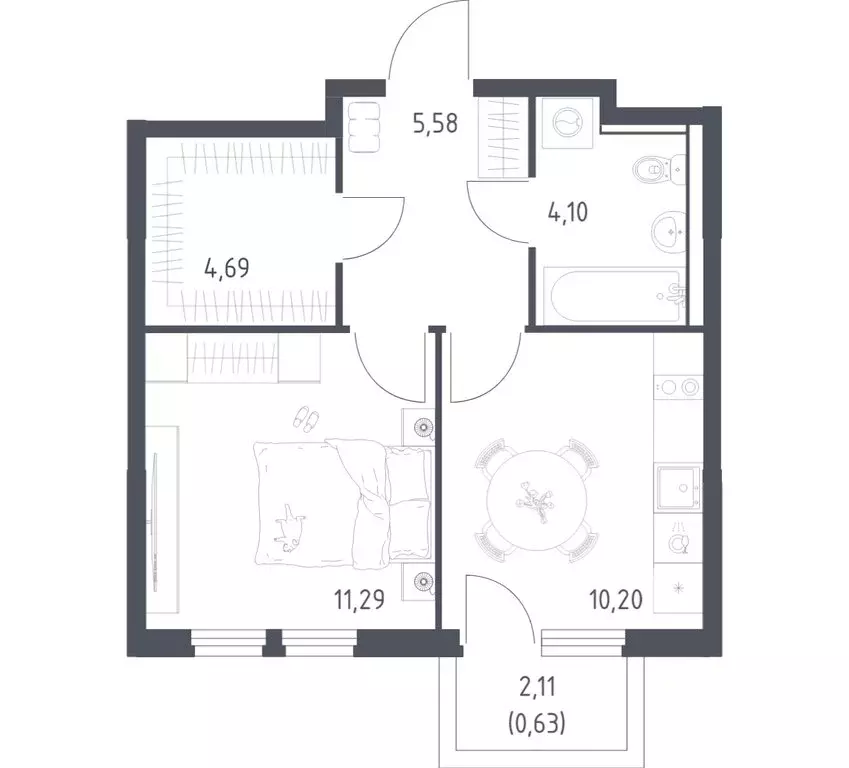 1-комнатная квартира: посёлок городского типа Мисайлово, микрорайон ... - Фото 1