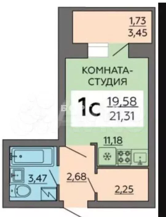 Квартира-студия, 19,8 м, 18/18 эт. - Фото 0