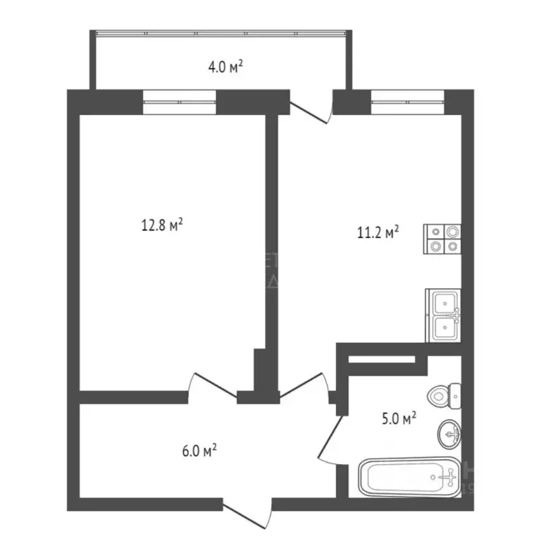 1-к кв. Тюменская область, Тюмень ул. Обдорская, 1 (34.6 м) - Фото 2