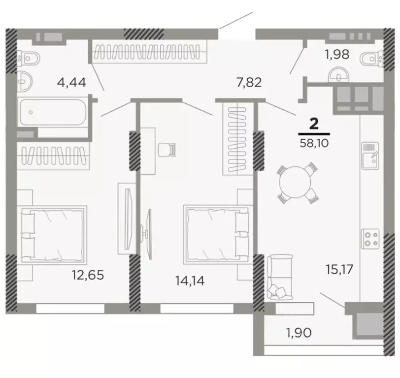 2-к кв. Рязанская область, Рязань Совхозная ул., 6 (58.1 м) - Фото 1