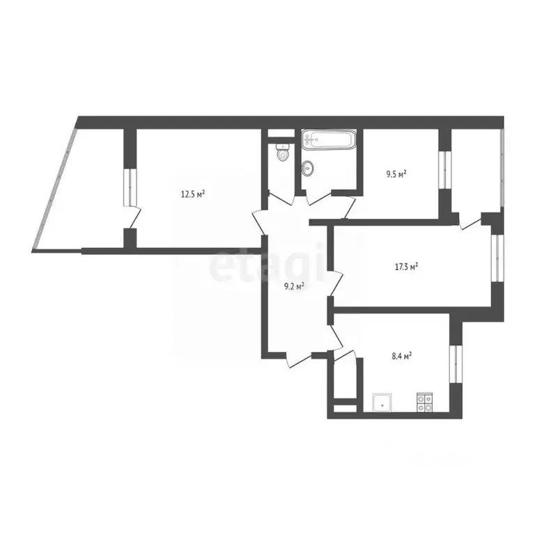 3-к кв. Крым, Симферополь ул. Ломоносова (74.1 м) - Фото 1