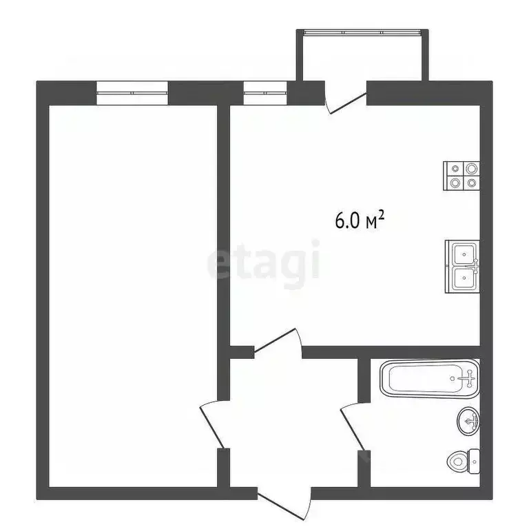 1-к кв. Калужская область, Боровск ул. Петра Шувалова, 24 (29.0 м) - Фото 2