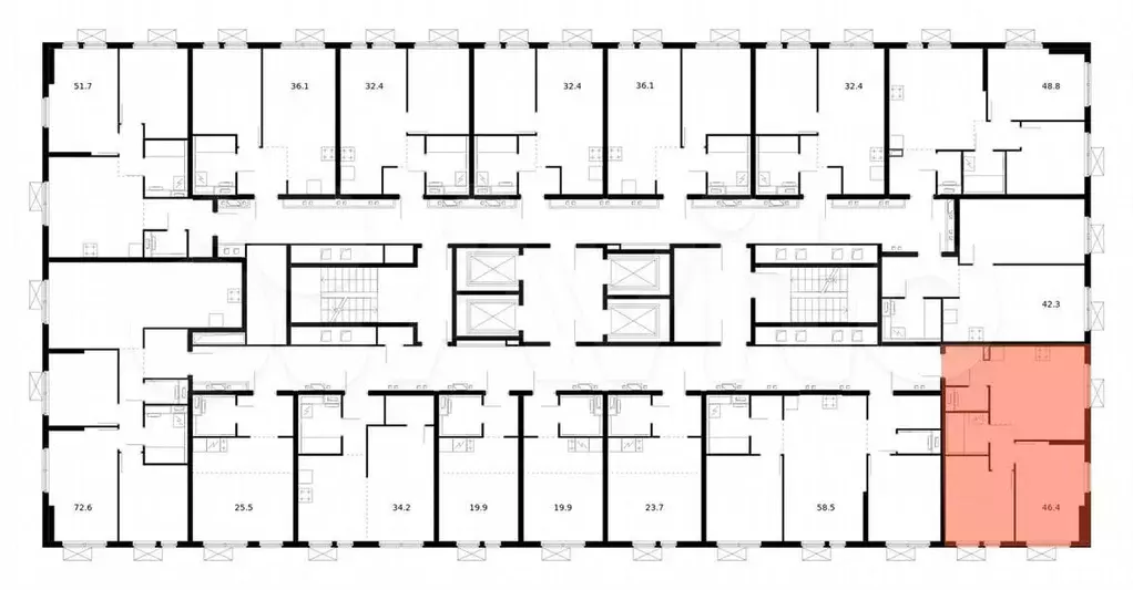 2-к. квартира, 46,4 м, 21/33 эт. - Фото 1