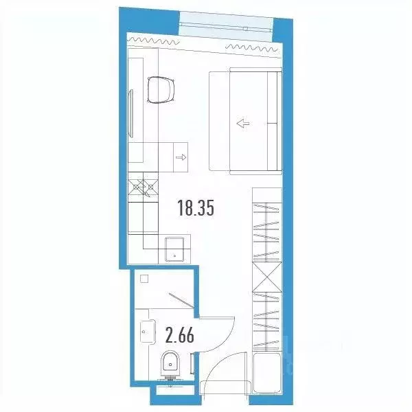 Студия Санкт-Петербург пл. Конституции, 3 (21.01 м) - Фото 0