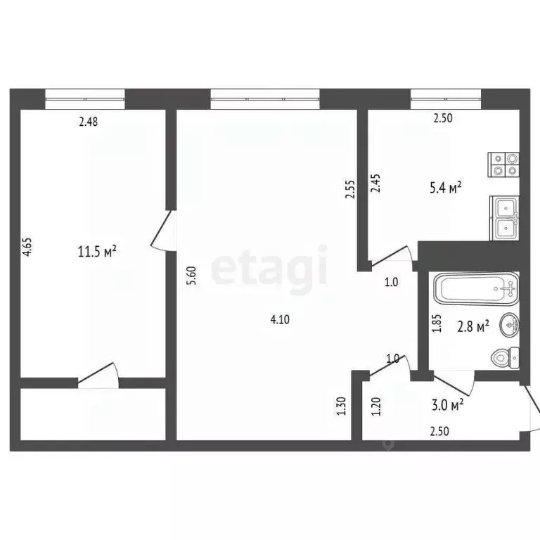 2-к кв. Белгородская область, Белгород Железнодорожная ул., 129 (54.0 ... - Фото 2