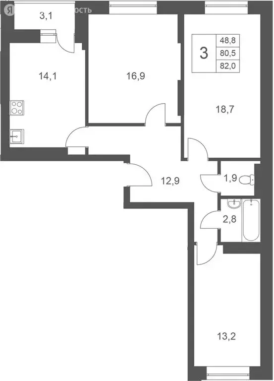 3-комнатная квартира: Новосибирск, Пролетарская улица, 271/5с (80.5 м) - Фото 0