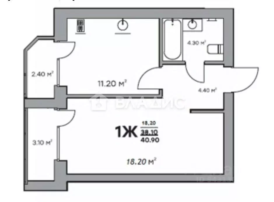 1-к кв. Владимирская область, Ковров Еловая ул., 94/3 (40.9 м) - Фото 1