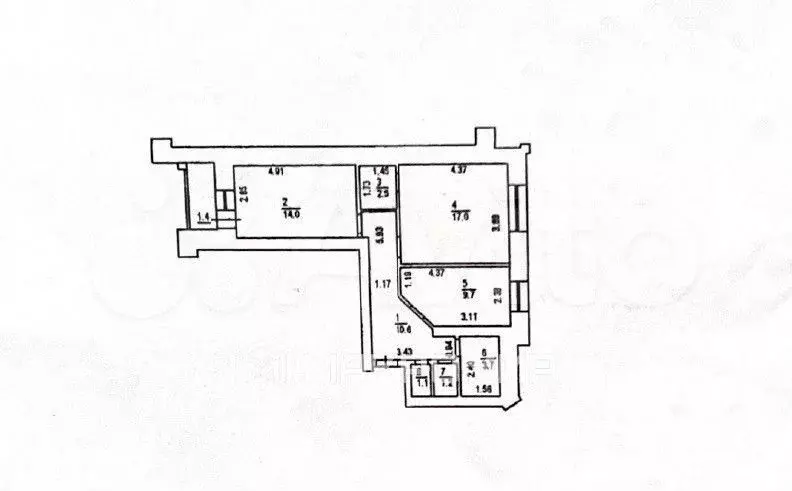 2-к. квартира, 59,8 м, 4/9 эт. - Фото 0