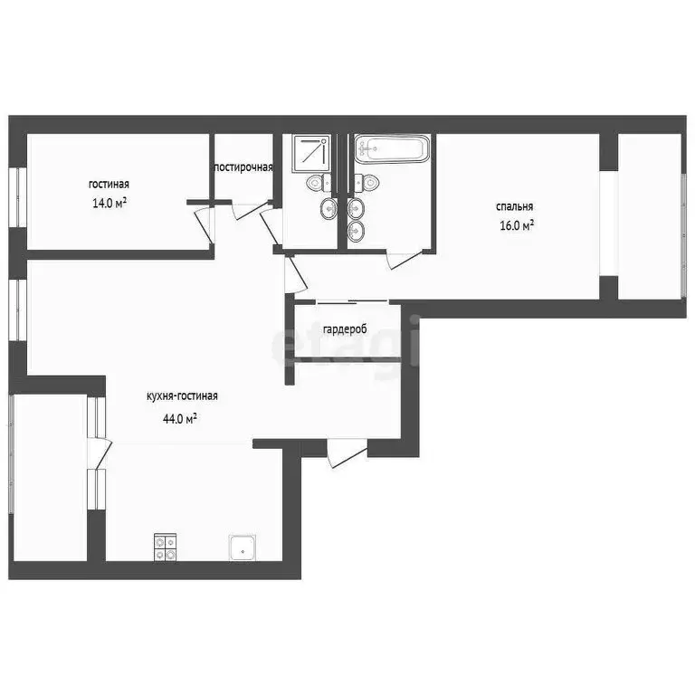 2-комнатная квартира: Тюмень, улица Пожарных и Спасателей, 3к1 (91.3 ... - Фото 0