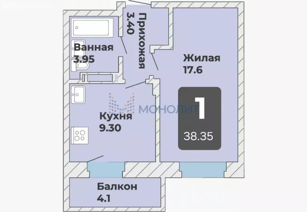 1-комнатная квартира: Чебоксары, Чебоксарский проспект (39.47 м) - Фото 1