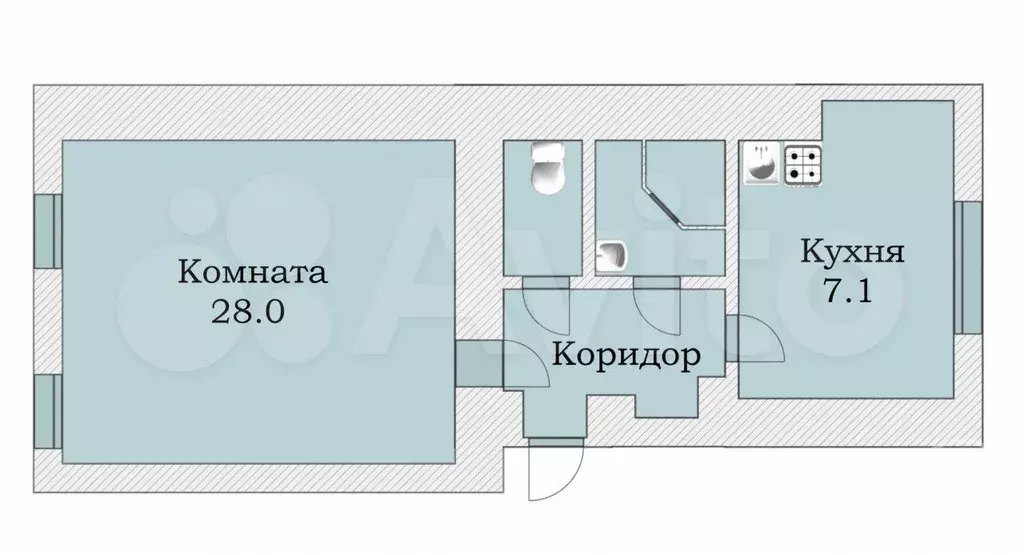 1-к. квартира, 44 м, 2/5 эт. - Фото 0