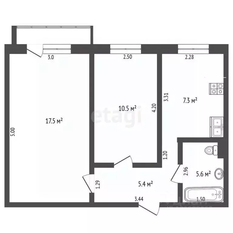 2-к кв. Кемеровская область, Березовский просп. Ленина, 17 (44.1 м) - Фото 2