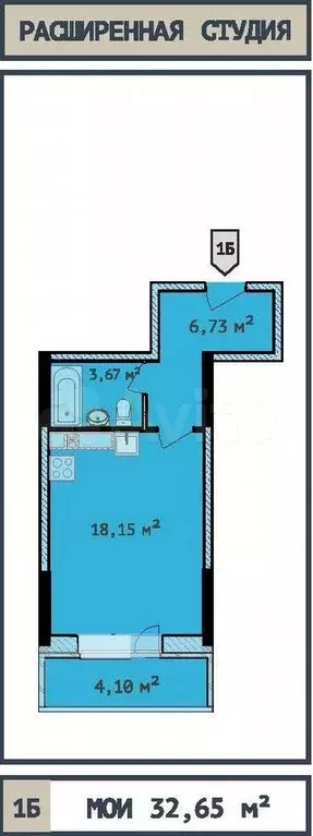 Квартира-студия, 32 м, 4/25 эт. - Фото 0