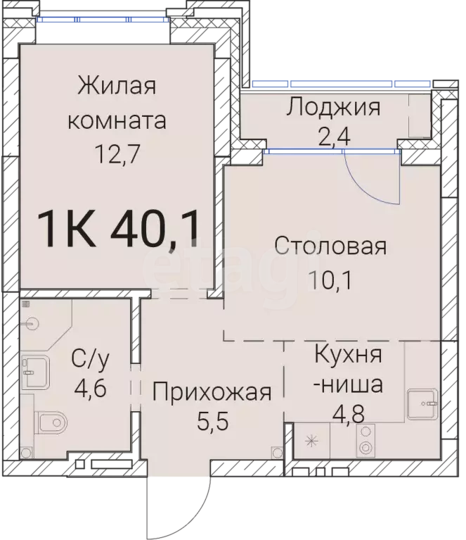 Продаётся 1-к квартира, 40.1 м - Фото 0