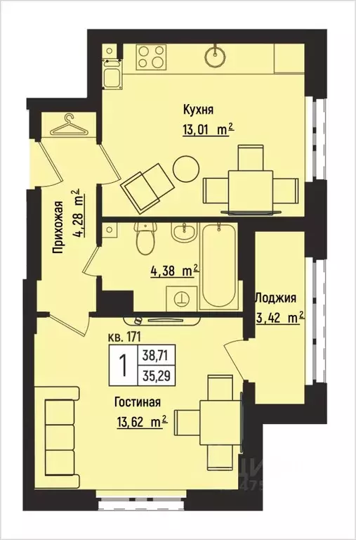 1-к кв. Нижегородская область, Нижний Новгород Литературная ул., 5 ... - Фото 1