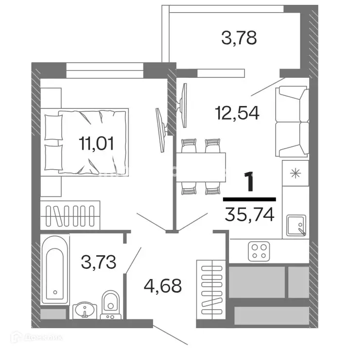 Продаётся 1-к квартира, 35.23 м - Фото 0