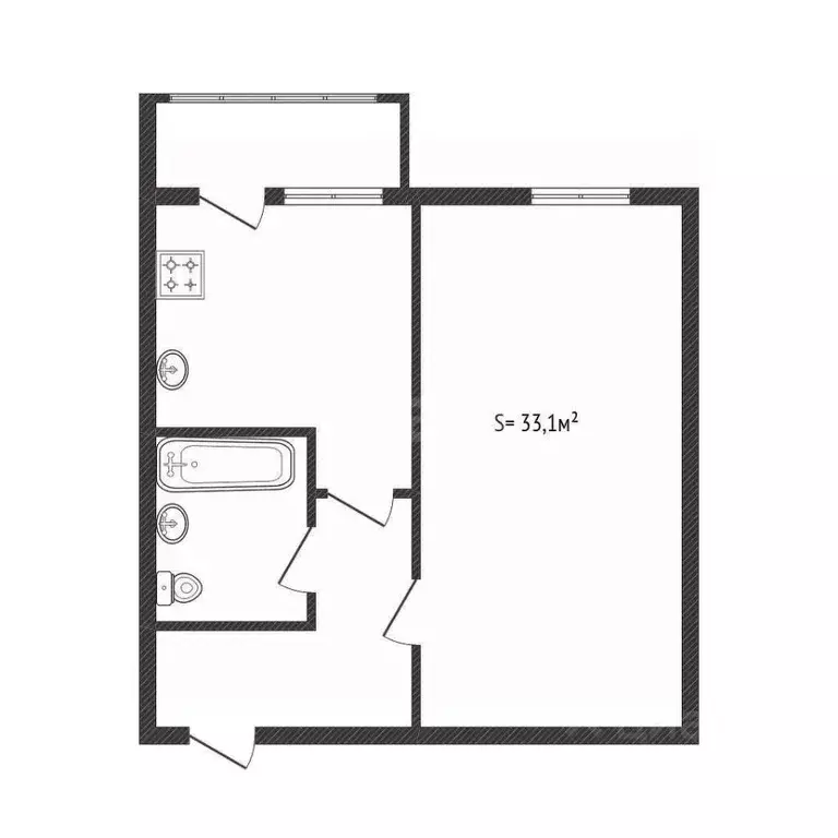 1-к кв. Брянская область, Трубчевск ул. Володарского, 17е/2 (33.1 м) - Фото 2