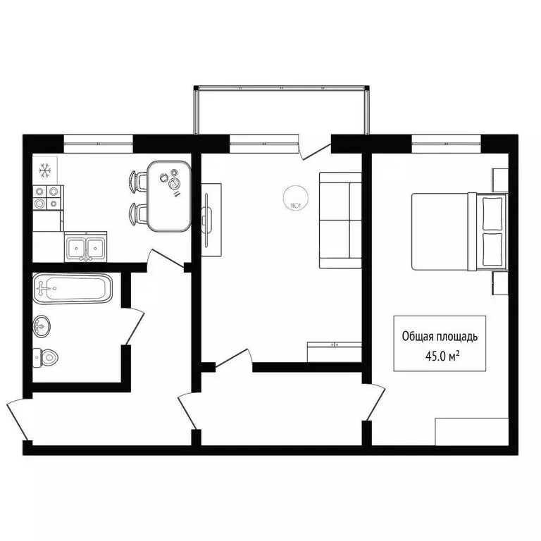 2-комнатная квартира: Новосибирск, 2-й Краснодонский переулок, 2 (45 ... - Фото 1