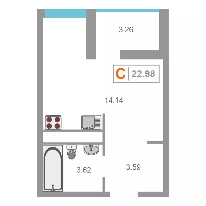 Квартира-студия: деревня Патрушева, улица Александра Пушкина, 10 (24 ... - Фото 1