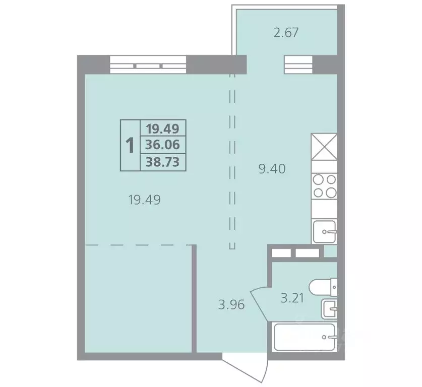 1-к кв. Иркутская область, Иркутск ул. Калинина, 42 (38.73 м) - Фото 0