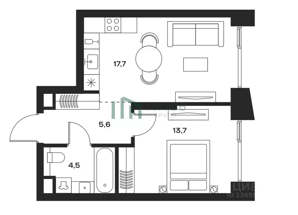 1-к кв. Москва Северный ао, Соул жилой комплекс, к4 (41.5 м) - Фото 1
