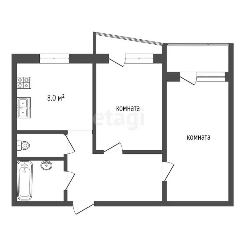 2-комнатная квартира: Муром, Комсомольская улица, 50 (46.4 м) - Фото 0