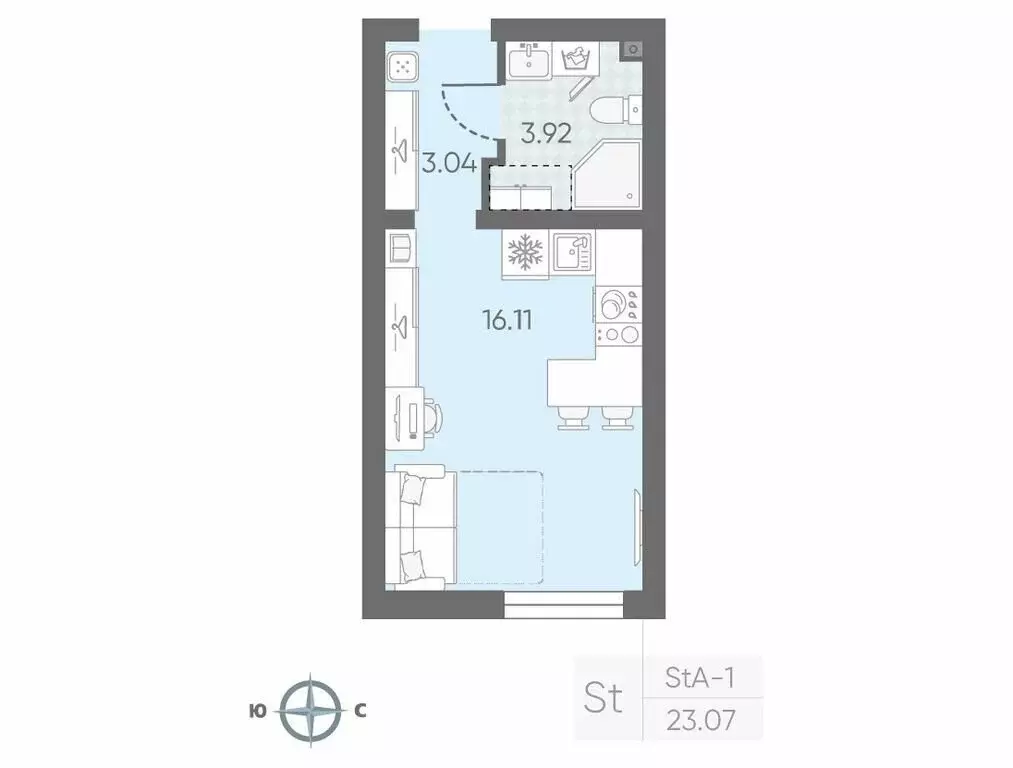 Квартира-студия: Санкт-Петербург, улица Маршала Казакова, 21 (21.41 м) - Фото 0